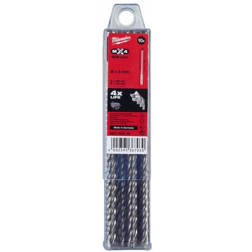 Milwaukee SDS Drill plus 8 x 165 mm 10 psov MX4 4-cel, (21108074) Cene