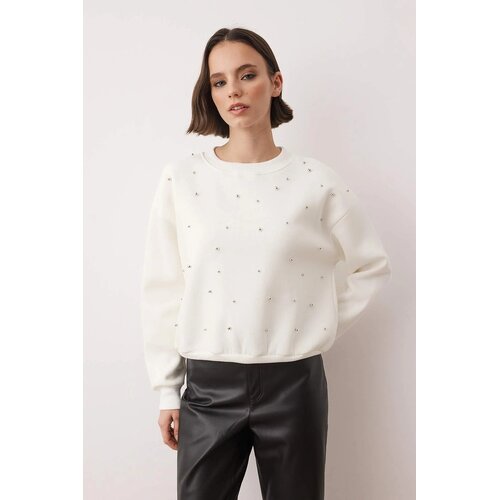 TRENDYOLMILLA ženski duks Twoaw26Sw00090, Ecru-Ecru Cene