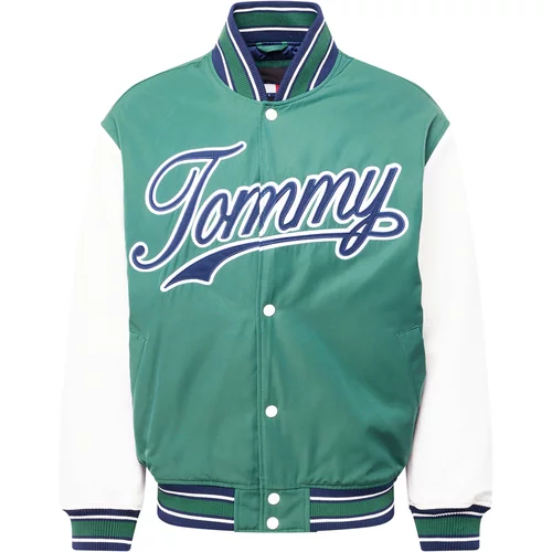 Tommy Jeans Prehodna jakna temno modra / žad / bela