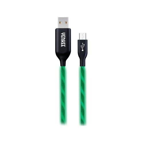 Yenkee kabl USB 2.0 na microUSB M/M YCU 231 GN LED, zelena kabal Slike