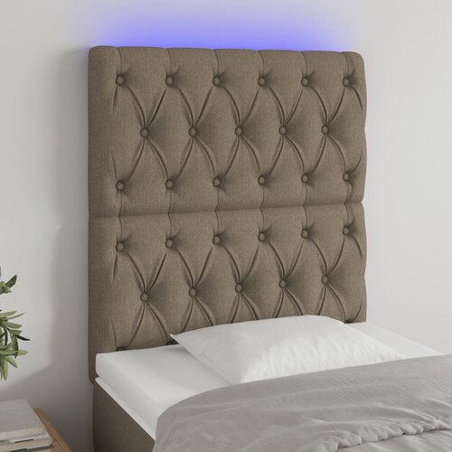 vidaXL LED posteljno vzglavje taupe 80x7x118/128 cm blago Cene