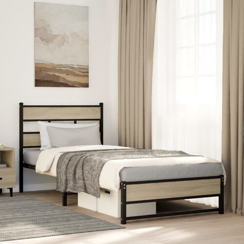  Metalni okvir kreveta bez madraca boja hrasta sonome 90x200 cm Slike