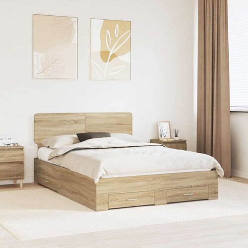  Konstrukcija postelje Sonoma hrast 150 x 200 cm Konstruiran les, (5000102614) Cene
