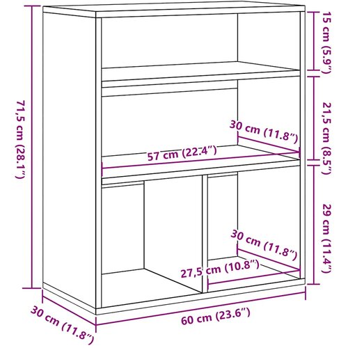  za knjige boja drva 60x30x71,5 cm konstruirano drvo Slike