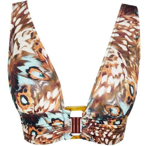 Trendyol Animal Printed Triangle Bikini Top with Accessories