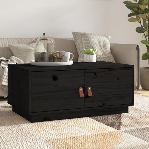 The Living Store Klubska mizica črna 80x50x35 cm trdna borovina - Klubska Mizica, (21573022) Cene