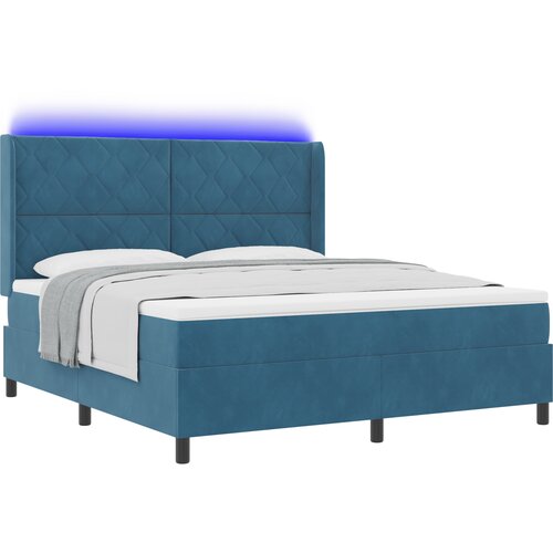 vidaXL Postelja z vzmetnico in LED temno modra 180x200 cm žamet, (22049581) Cene