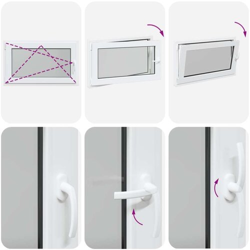  Prozor za podrum RISOR Bijeli 100 x 70 cm PVC i staklo - Bijeli 100 x 70 cm (trostruki sloj) Nagibanje i okretanje lijevo Slike