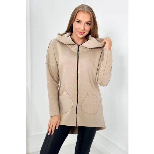 Kesi Insulated sweatshirt with a longer back and pockets light beige Slike
