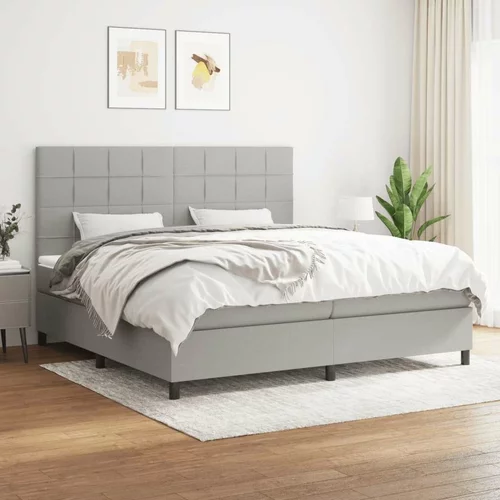  Box spring postelja z vzmetnico svetlo siva 200x200 cm blago, (20761196)