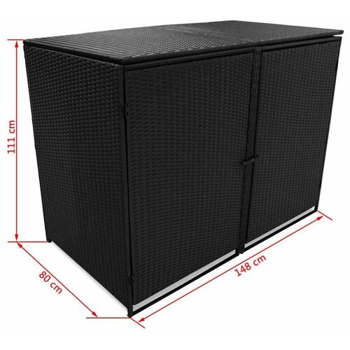  Dvojna lopa za koše za smeti poli ratan črna 148x80x111cm, (20958785) Cene