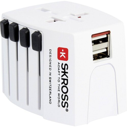 Skross 2,5A univerzalni potovalni napajalnik z dvema priključkoma usb, bela, (21736885) Cene