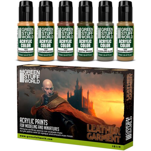 Green Stuff World Paint Set - Leather Brown (Box x6) Slike