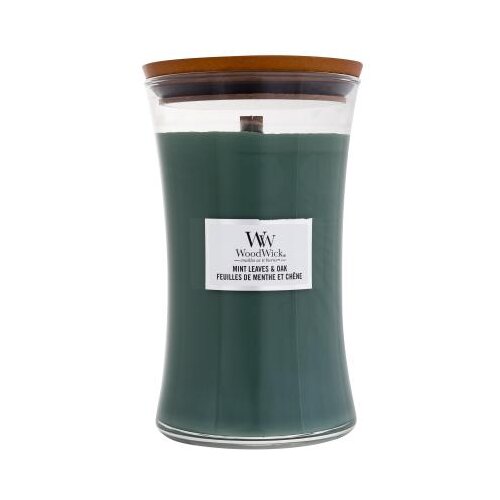 WoodWick Mint Leaves &amp;amp; Oak 610 g mirisna svijeća Slike