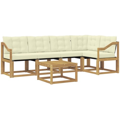 vidaXL Zunanja garnitura za sedenje z blazino 6 pcs Bela in krem, (5000269575) Cene