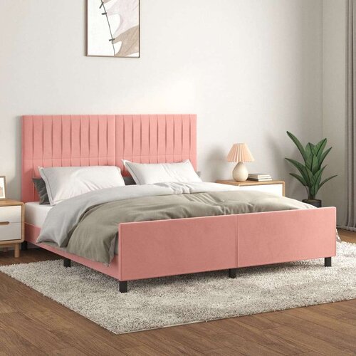  Posteljni okvir z vzglavjem roza 160x200 cm žamet, (20904966) Slike