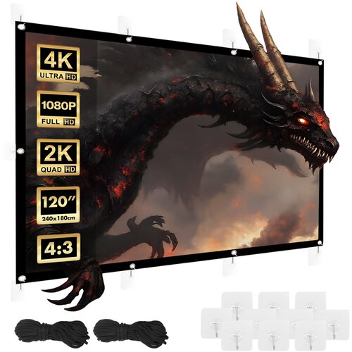 Maclean projection screen, 120, 240x180cm, 25mm 4:3 border, tension hooks, MC-169 Cijene