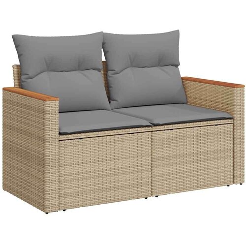 VidaXL 5-dijelni vrtni set sofa s jastucima bež od poliratana Slike