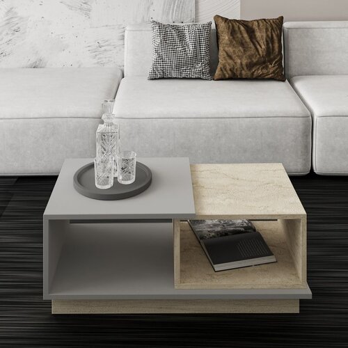 Hanah home stočić za dnevnu sobu consept - travertine, grey travertinegrey coffee table Slike