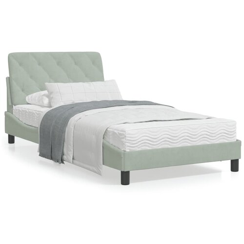 VidaXL Krevet s madracem svjetlosivi 100x200 cm bar&amp;scaron;unasti Slike