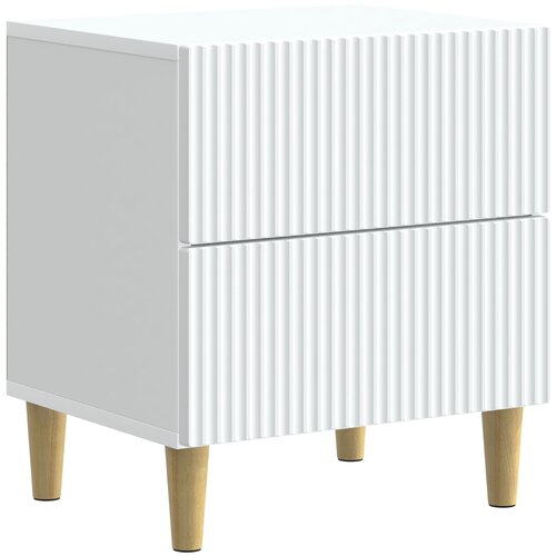 vidaXL Nočna omarica s predalom Bela 43 x 34,5 x 48 cm Inženirski les, (5000298579) Cene
