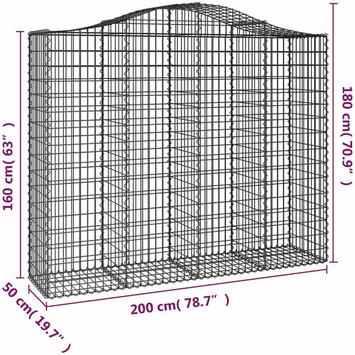  Gabionska ko&amp;scaron;ara s lukom 200x50x160/180 cm pocinčano željezo Slike