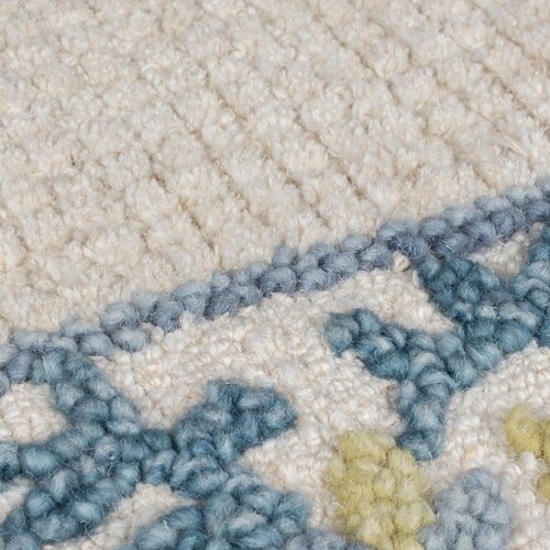 Flair Rugs Modro-slonoko&amp;scaron;čeno bela ročno tkana preproga iz me&amp;scaron;anice volne 160x230 cm Myla Floral Frame &amp;ndash; Slike
