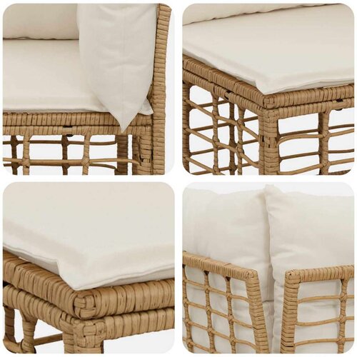  Set vanjskih sofa Prirodna Poliester - Prirodna bez stola Slike