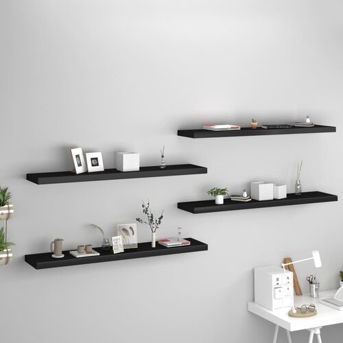 VidaXL Plutajuće zidne police 4 kom crne 120 x 23,5 x 3,8 cm MDF Slike