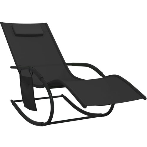 Maison Chic Gugalni Ležalnik - Sončna ležalnik črn jeklo in tekstil, (22057619) Cene