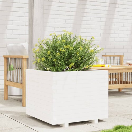  Vrtna sadilica bijela 60x60x49,5 cm od masivne borovine Slike