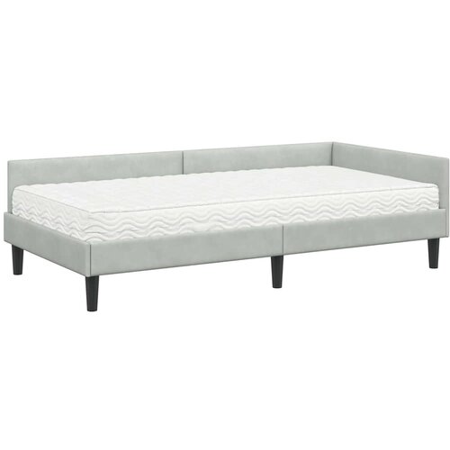  Kutni krevetni okvir s madracem 2 kom. Svjetlosiva 100 x 200 cm Slike