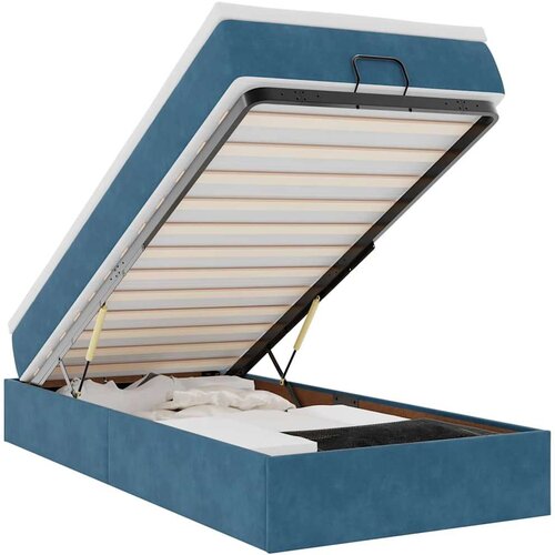 VidaXL Okvir kreveta s madraca tamnoplavi 90x190cm bar&amp;scaron;unasti Slike