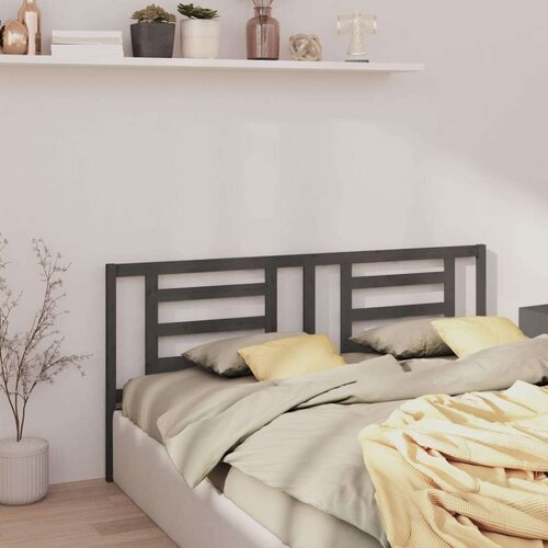  Uzglavlje za krevet sivo 166 x 4 x 100 cm od masivne borovine Slike
