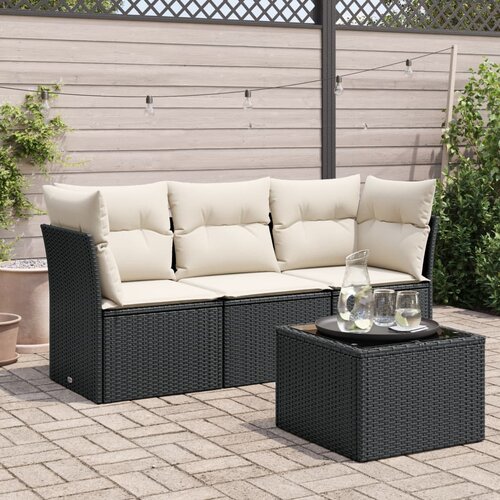  4-dijelni set vrtnih sofa od poliratana s jastucima crni Cijene