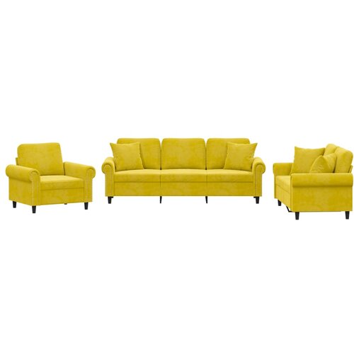 VidaXL 3-dijelni set sofa s jastucima žuti bar&amp;scaron;unasti Slike