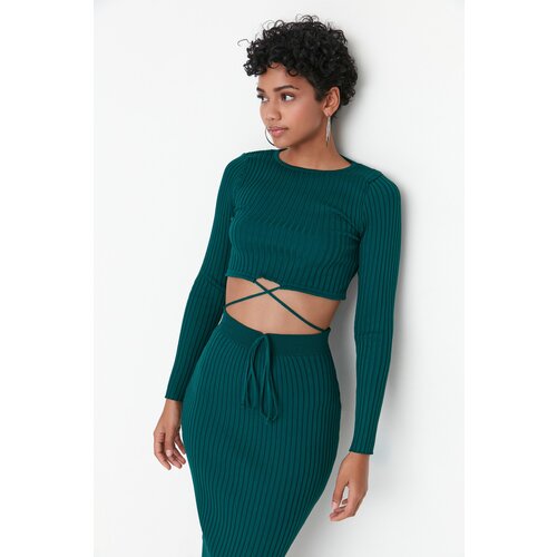 Trendyol Green Tie Detailed Knitwear Bottom-Top Set Cene