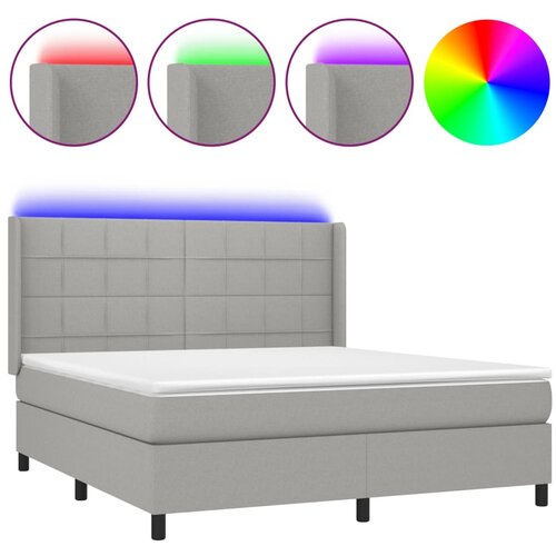 Maison Chic Box spring postelja - Vzmetna postelja z vzmetnico LED sv. siva 160x200 cm blago SL22341, (21900206) Cene