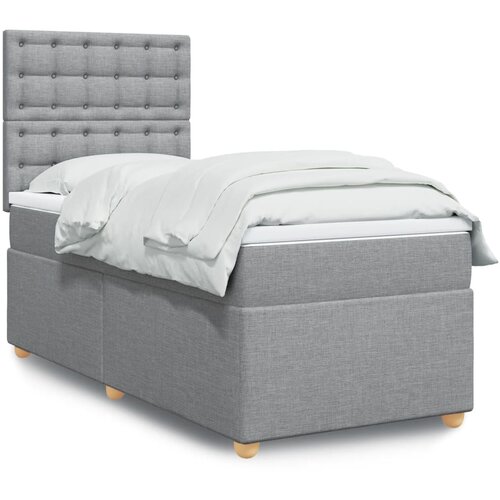 vidaXL Box spring postelja z vzmetnico svetlo siva 90x200 cm blago Cene