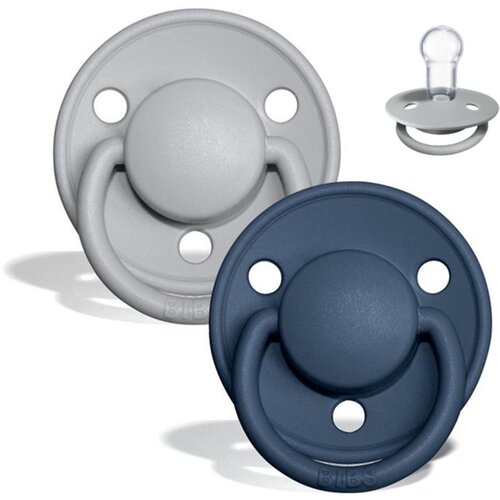 Bibs tolažilna duda - silikon De lux z okroglim cucljem 0-36 m 2/1 cloud/steel blue Cene