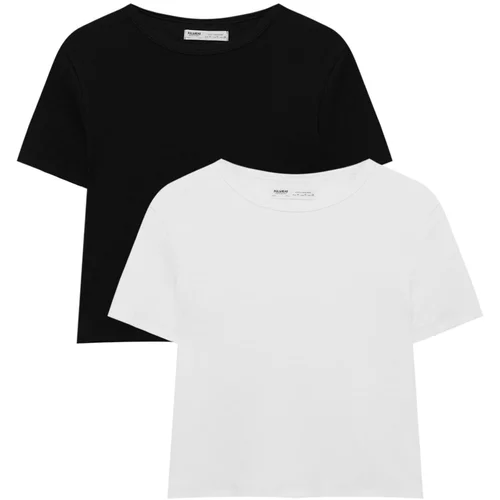 Pull&Bear Majica crna / bijela