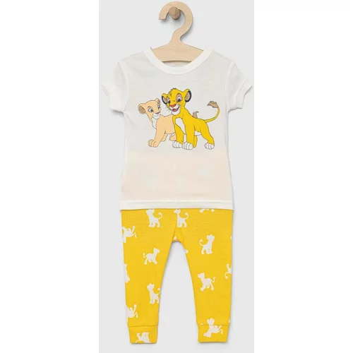 GAP Dječja pamučna pidžama boja: žuta, s uzorkom