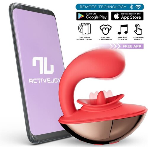 INTOYOU App Series Rondy Vibrating &amp;amp; Licking Tongue Stimulator with App Red Slike