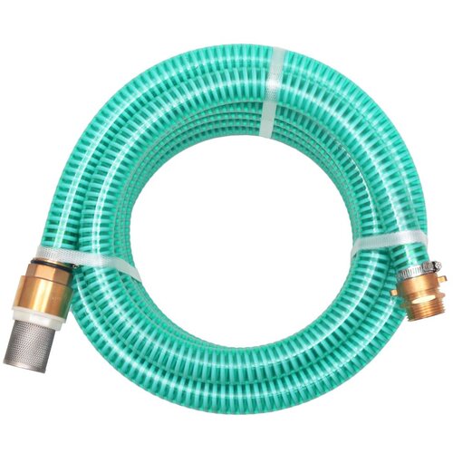 VidaXL Sesalna cev z medeninastimi nastavki 15 m 25 mm zelene barve Slike