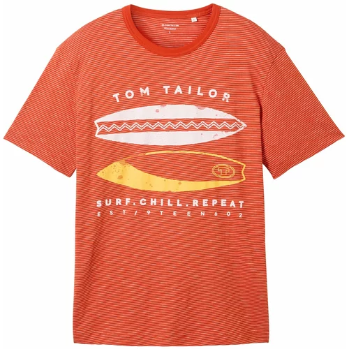 Tom Tailor Majica žuta / ciglasto crvena / bijela