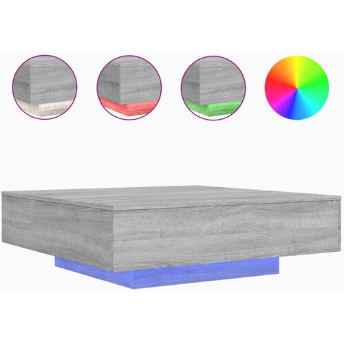 Maison Chic Klubska mizica - kavna mizica - Nizka mizica z LED lučkami siva sonoma 100x100x31 cm, (21751991) Slike