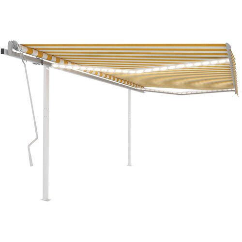 vidaXL Ročno zložljiva tenda z LED lučkami 4x3,5 m rumena in bela Cene