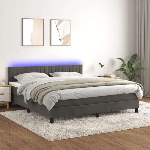  Box spring s madracem LED tamnosivi 160x200 cm bar&amp;scaron;un Slike