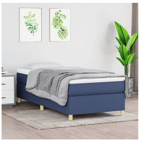  Box spring postelja z vzmetnico moder 80x200 cm blago
