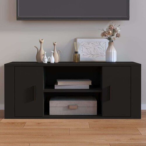 TV ormarić crni 100 x 35 x 40 cm od konstruiranog drva Slike